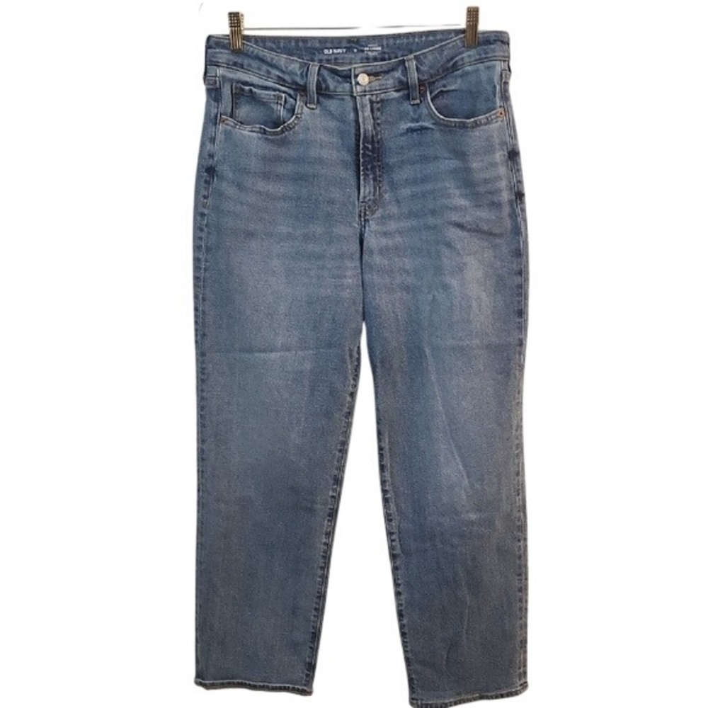 Old Navy Women's OG Loose Straight Leg Jeans in Medium Blue Wash